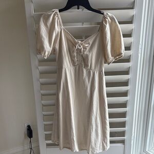 Japna Cream Puff Sleeve Mini Dress